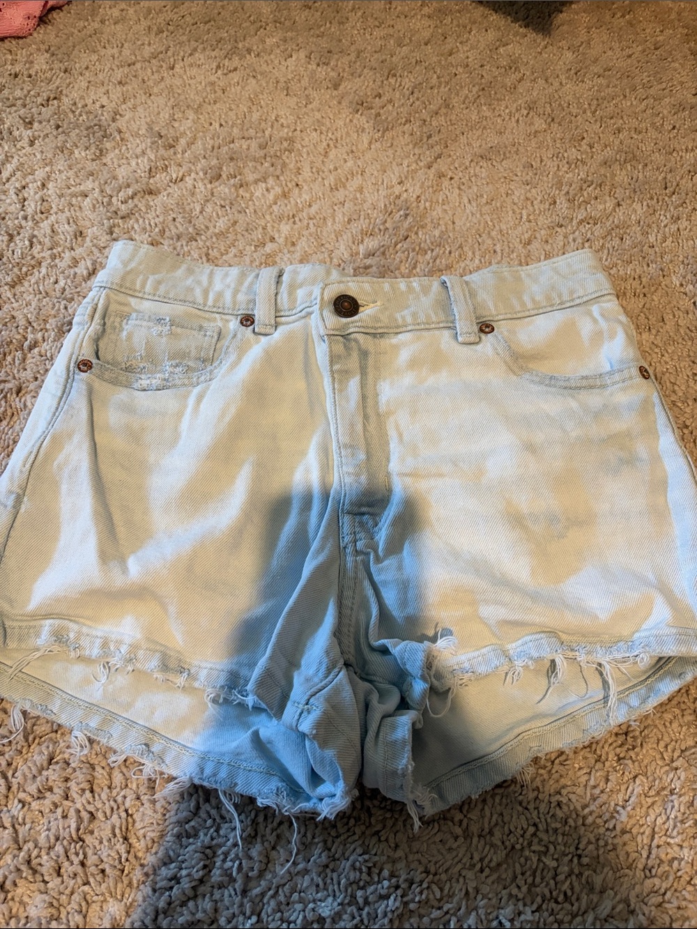 American Eagle Outfitters Light Blue Distressed Denim Shorts